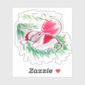 Weihnachten und Neues Jahr schlafend kleine Maus Aufkleber (Blatt)