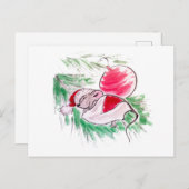 Weihnachten und Neues Jahr schlafend kleine Maus Postkarte (Vorne/Hinten)