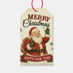 Weihnachten und Neujahr im Vintage-Retro-Stil Geschenkanhänger