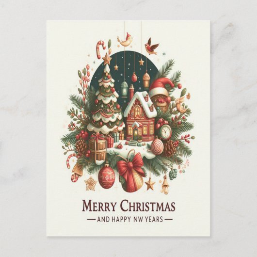 Weihnachten und Neujahr. Postkarte (Vorderseite)