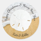 Weihnachten und Neujahr - Sand-Dollar-Umschlag Auf Runder Aufkleber (Vorderseite)