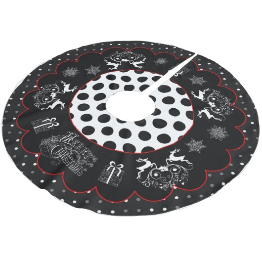 Weihnachten und Polka Dots Tree Rock Polyester Weihnachtsbaumdecke (Schrägansicht)