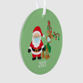 Weihnachten und Reindeer 2021 Gesichtsmaske Covid Ornament (Vorderseite)