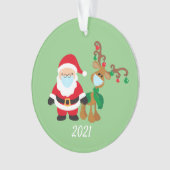 Weihnachten und Reindeer 2021 Gesichtsmaske Covid Ornament (Vorderseite)