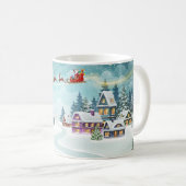 Weihnachten und Rentier auf Weihnachten Hintergrun Kaffeetasse (VorderseiteRechts)
