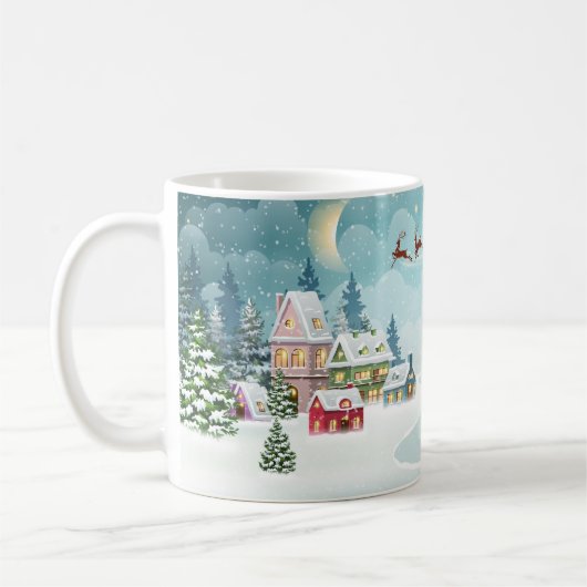 Weihnachten und Rentier auf Weihnachten Hintergrun Kaffeetasse (Links)