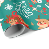 Weihnachten und Rentier Geschenkpapier (Rolleneckpunkt)