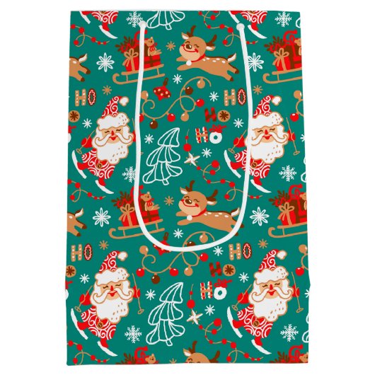 Weihnachten und Rentier Mittlere Geschenktüte (Rückseite)