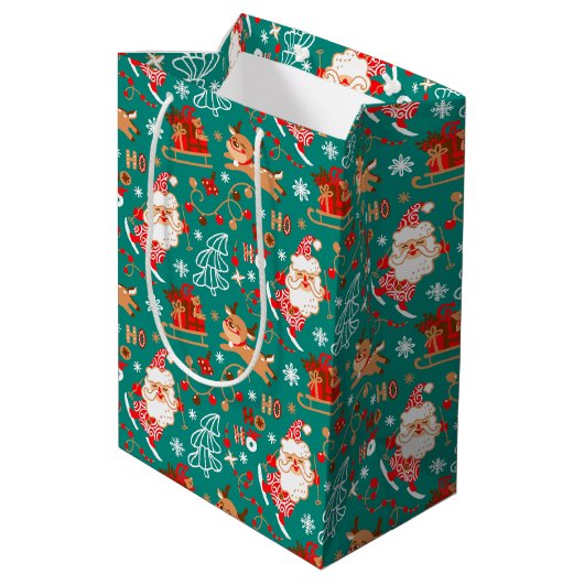 Weihnachten und Rentier Mittlere Geschenktüte (Rückseite Schrägansicht)