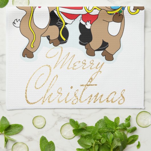 Weihnachten und Rentiere frohe Weihnachten Geschirrtuch (Gefaltet)