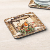 Weihnachten und Robin Getränkeuntersetzer (Linke Seite)