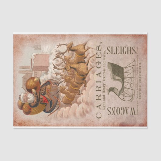 Weihnachten und Schlitten mit Rentier Decoupage Seidenpapier (Vorderseite)