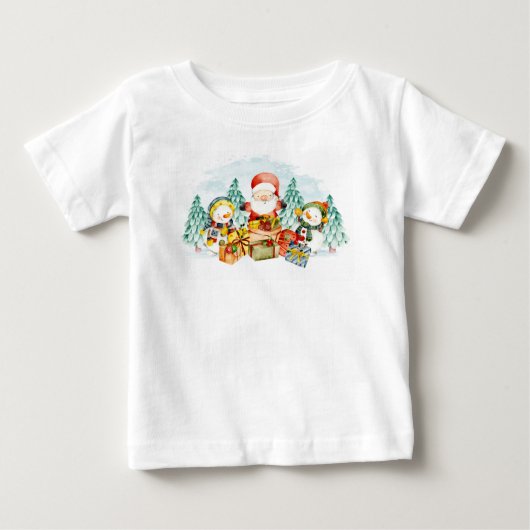 Weihnachten und Schneemänner mit Geschenken Baby T-shirt (Vorderseite)