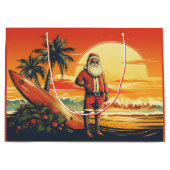 Weihnachten und Surfbrett Retro Surfing Strand Wei Große Geschenktüte (Vorderseite)