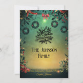 Weihnachten und Weihnachten mit Familienbotschaft Einladung (Vorderseite)