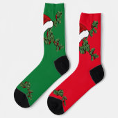 Weihnachten und Weihnachtsmannmütze Mismatch Socken (Linkes Detail)