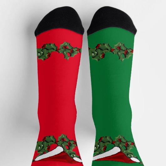 Weihnachten und Weihnachtsmannmütze Mismatch Socken (Oben)