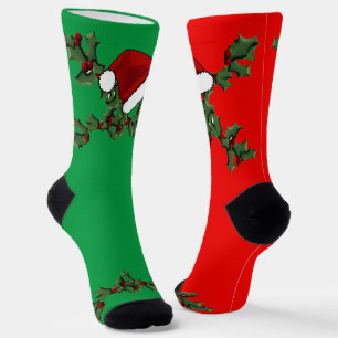 Weihnachten und Weihnachtsmannmütze Mismatch Socken