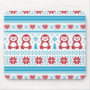 Weihnachten und Winter gestricktes Muster Mousepad