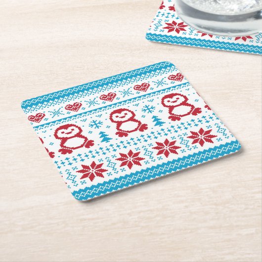 Weihnachten und Winter gestricktes Muster Rechteckiger Pappuntersetzer (angewinkelt)