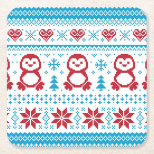 Weihnachten und Winter gestricktes Muster Rechteckiger Pappuntersetzer