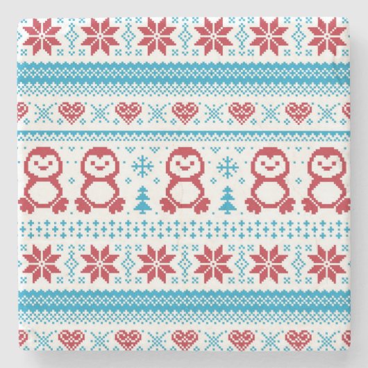 Weihnachten und Winter gestricktes Muster Steinuntersetzer (Vorderseite)