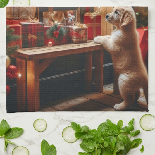 Weihnachten und Wünsche Geschirrtuch (Gefaltet)