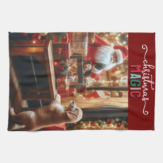 Weihnachten und Wünsche Geschirrtuch (Horizontal)