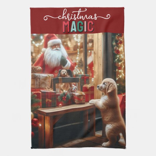 Weihnachten und Wünsche Geschirrtuch (Vertikal)