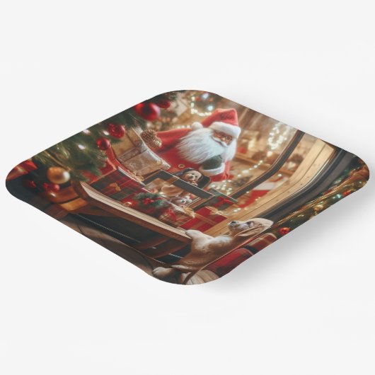 Weihnachten und Wünsche Pappteller (Gewinkelt)