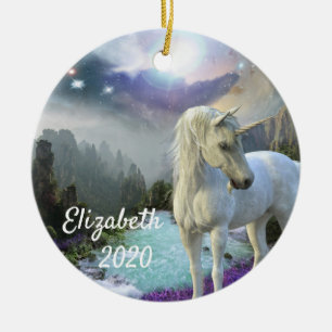 Weihnachten Unicorn Magische Fantasie Personalisie Keramik Ornament