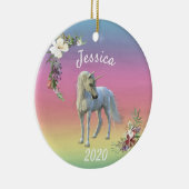 Weihnachten Unicorn magische Fantasy Regenbogen Keramik Ornament (Rechts)