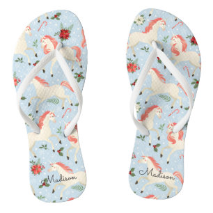 Weihnachten Unicorns Niedlich Moderne Girly Floral Badesandalen