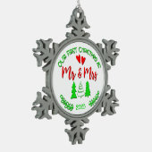 Weihnachten Unsere ersten Weihnachten Mr. & Mrs. Schneeflocken Zinn-Ornament (Links)