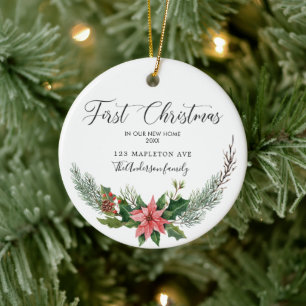 Weihnachten unsere neue Zuhause mit Namen Keramik Ornament