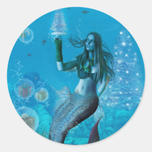 Weihnachten unter dem Meer (Aufkleber) Runder Aufkleber