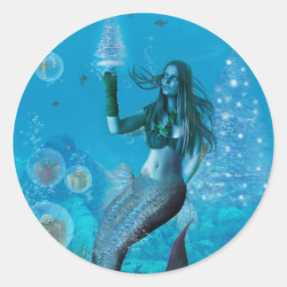 Weihnachten unter dem Meer (Aufkleber) Runder Aufkleber