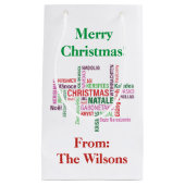 Weihnachten Unterschiedliche Sprachen Word Cloud C Kleine Geschenktüte (Vorderseite)
