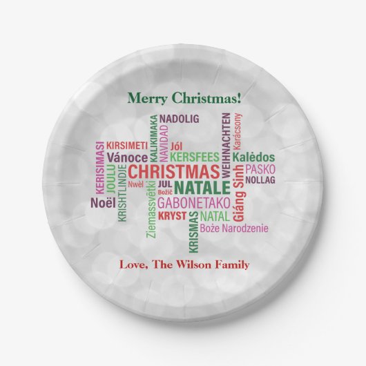 Weihnachten Unterschiedliche Sprachen Word Cloud C Pappteller (Vorderseite)