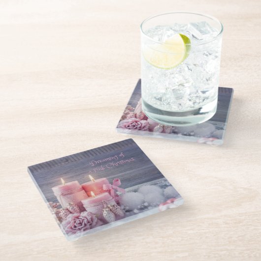 Weihnachten Untersetzer, Rosa Weihnachten Glasuntersetzer (Schrägansicht)