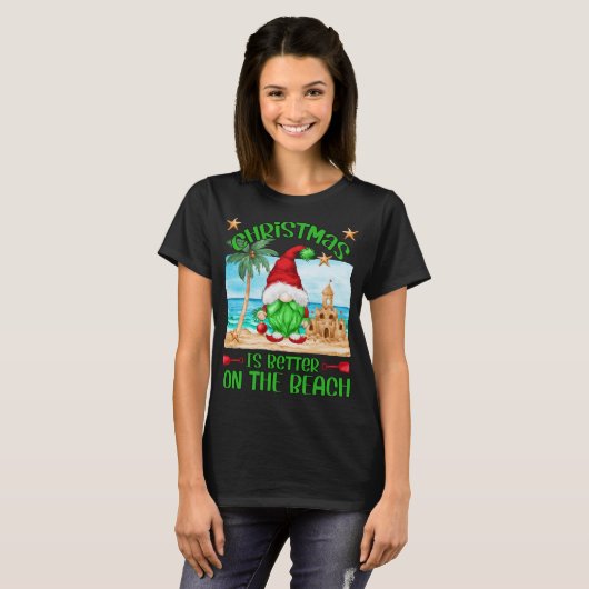 Weihnachten Urlaub am Strand Funny Gnome T-Shirt (Vorne ganz)