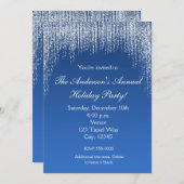 Weihnachten Urlaub Blue Glitzer Elegante Einladung (Vorne/Hinten)
