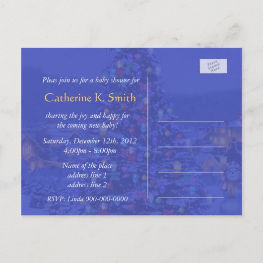 Weihnachten, Urlaub Brautdusche Einladungen. Einladungspostkarte (Rückseite)