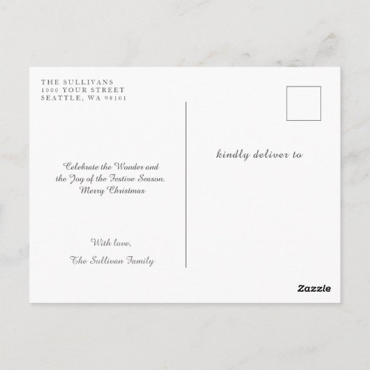 Weihnachten Urlaub JOY Winter Berry Postkarte (Rückseite)