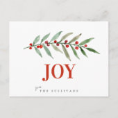 Weihnachten Urlaub JOY Winter Berry Postkarte (Vorderseite)