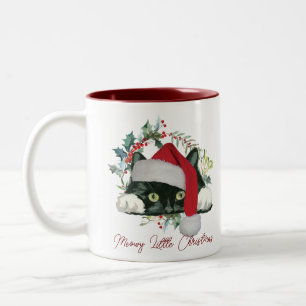 Weihnachten Urlaub Katze Weihnachtsmannmütze Tasse