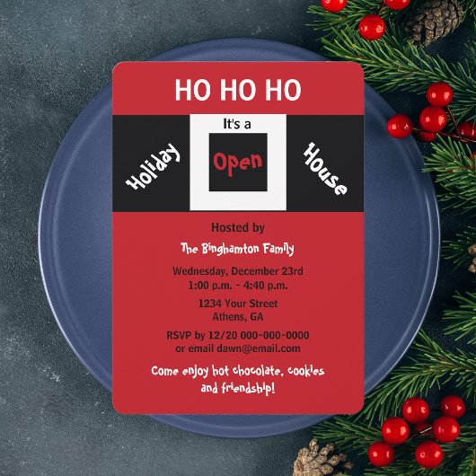 Weihnachten Urlaub Open House Einladungen HOHOHOHO
