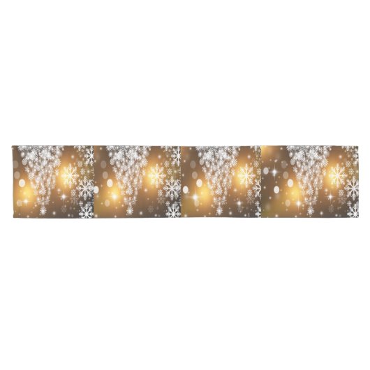 Weihnachten, Urlaub, Schneeflocken, Gold, Sparkass Kurzer Tischläufer (Horizontal)