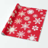 Weihnachten Urlaub Snowflakes Pattern Rot Geschenkpapier (Ungerollt)