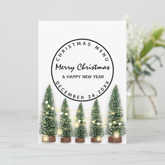 Weihnachten Urlaub Winter Menü Light Green Whit Menükarte (Stehend Vorderseite)